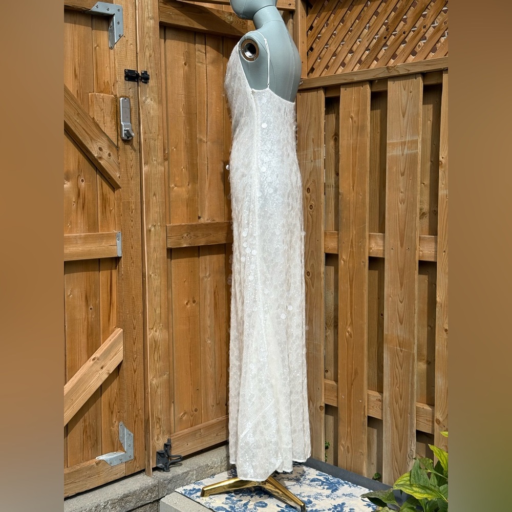 🆕 RAT & BOA 🧿 NWOT Evangeline Ivory Glistening Paillettes & Sequins Dress Sz L - Picture 7 of 17